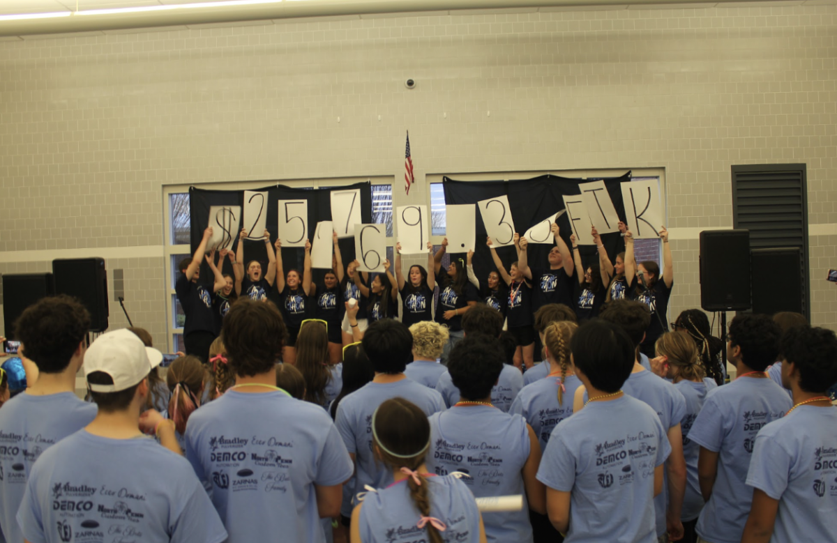 Students eagerly watched as the MiniTHON committee revealed the programs total money raised for the 2024 event. 